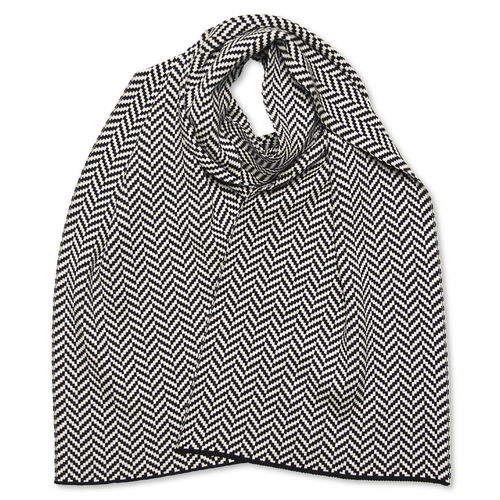 Schal breit Fishbone 2, schwarz/weiß