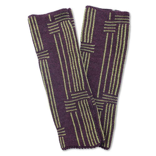Handstulpen (Paar) Stripes 4, aubergine/olivgrün