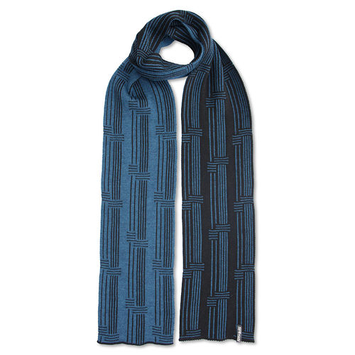 Schal Stripes 4, türkisblau/schwarz