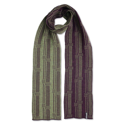 Scarf Stripes 4, aubergine/olive-green