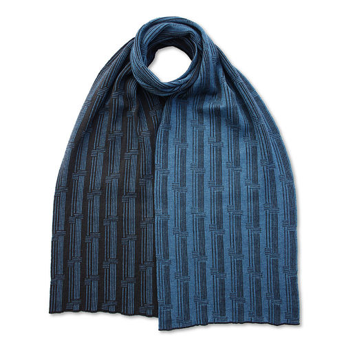 Schal breit Stripes 4, türkisblau/schwarz