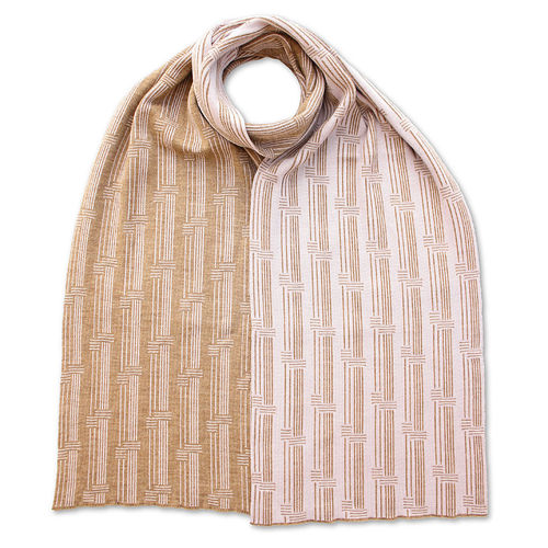 Schal breit Stripes 4, fostrosé/kamel